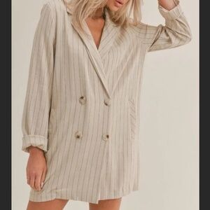 Sage The Label Set - Pants and Blazer/Dress - Size Small - Neutral Pinstripe